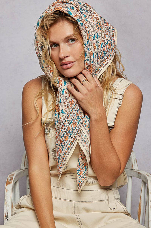 Floral Patterned Multi Style Wrap Scarf
