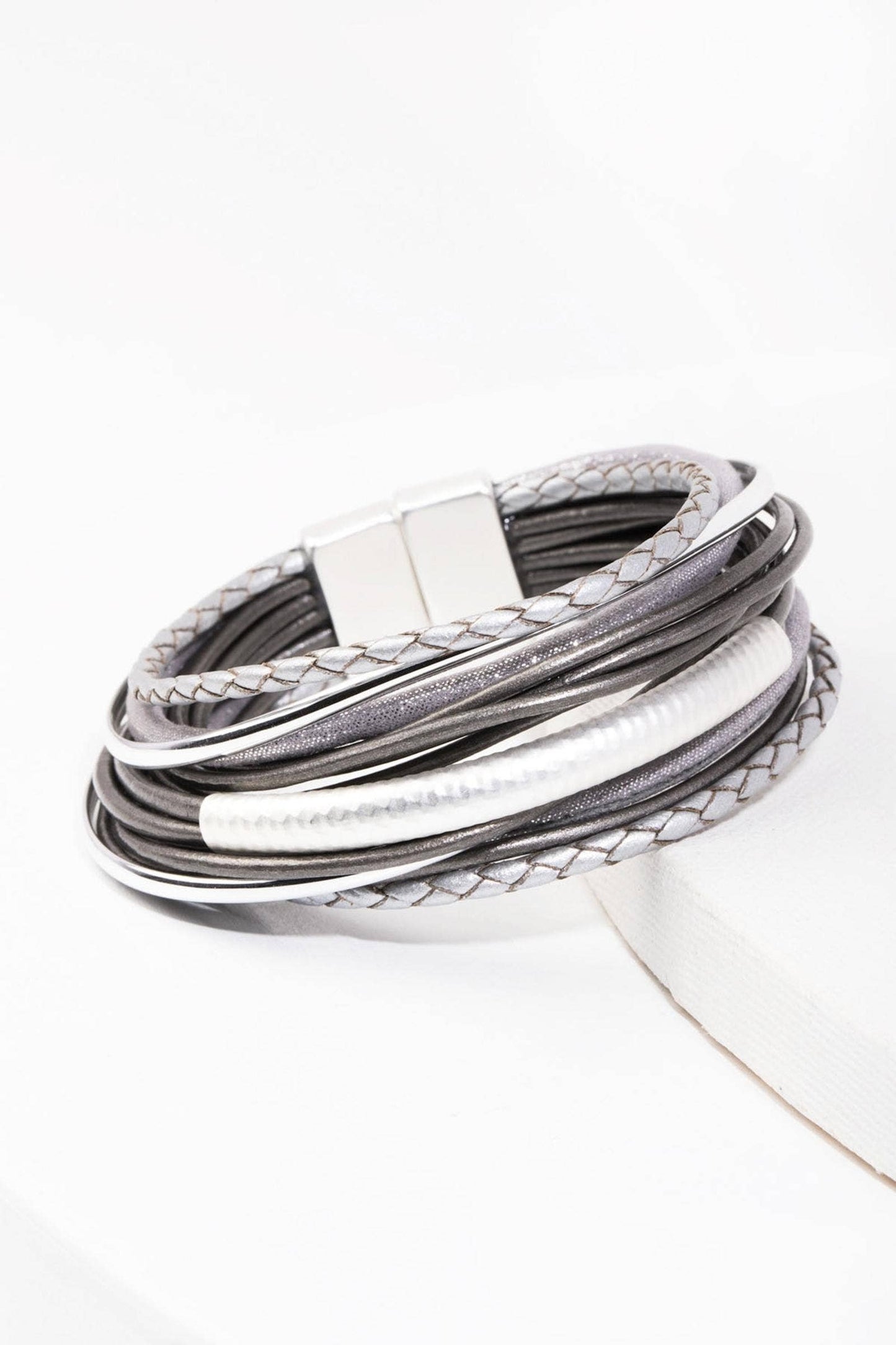 Multi Strand Shimmer Leather Bracelet