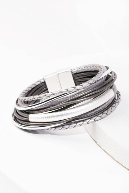 Multi Strand Shimmer Leather Bracelet