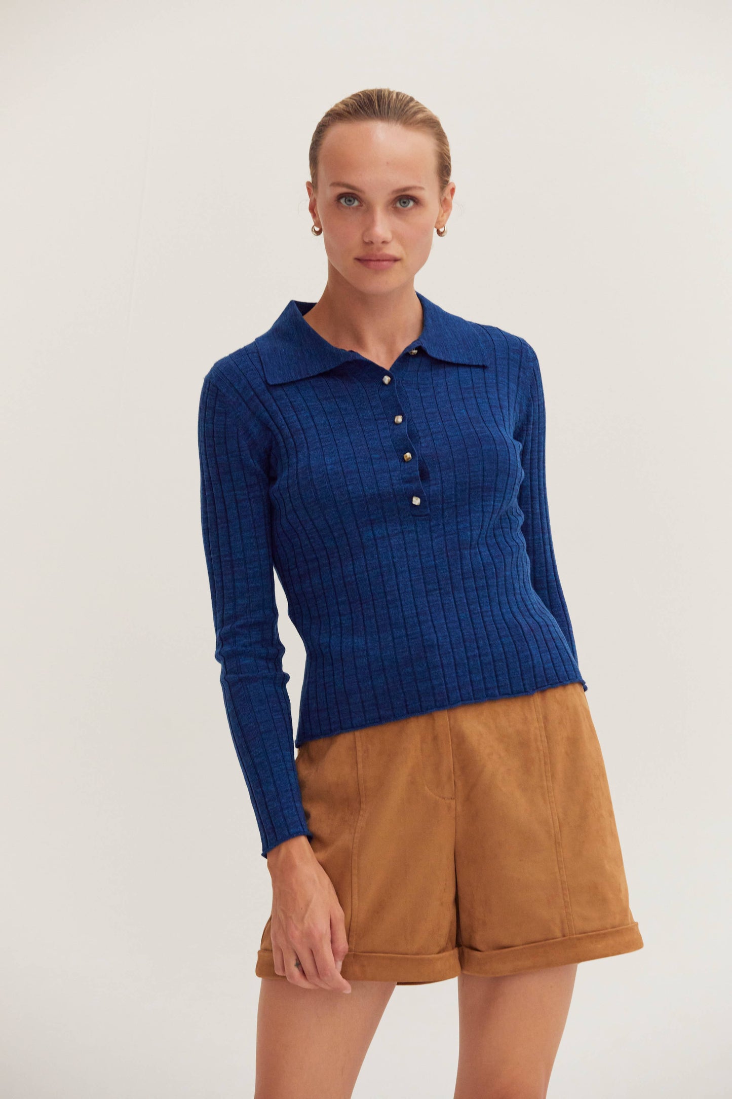 Ribbed Polo Sweater