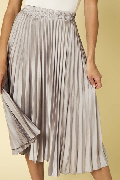 Sunburst Pleated Satin Skirt