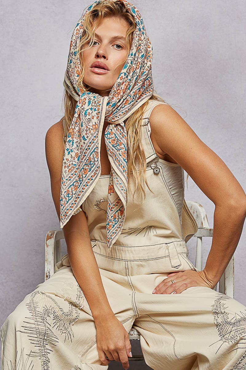 Floral Patterned Multi Style Wrap Scarf