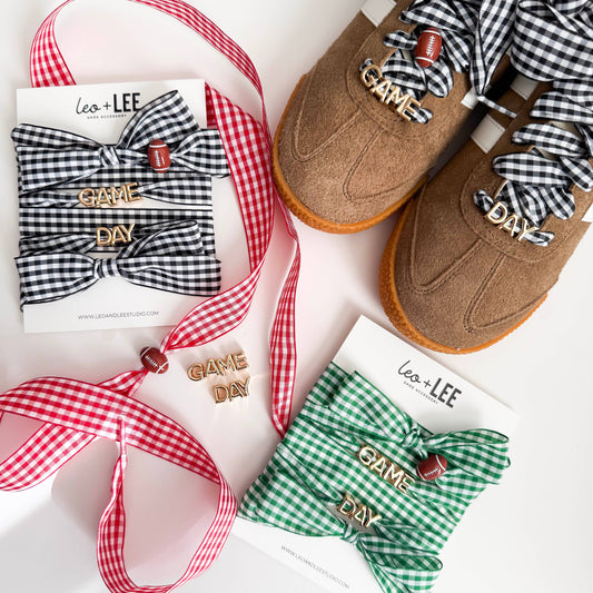 Game Day Gingham Sneaker Lace Charm Set
