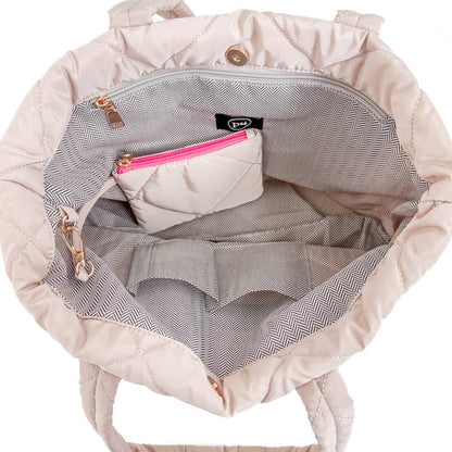 Presley Puffer Quilted Tote Bag With Pouch