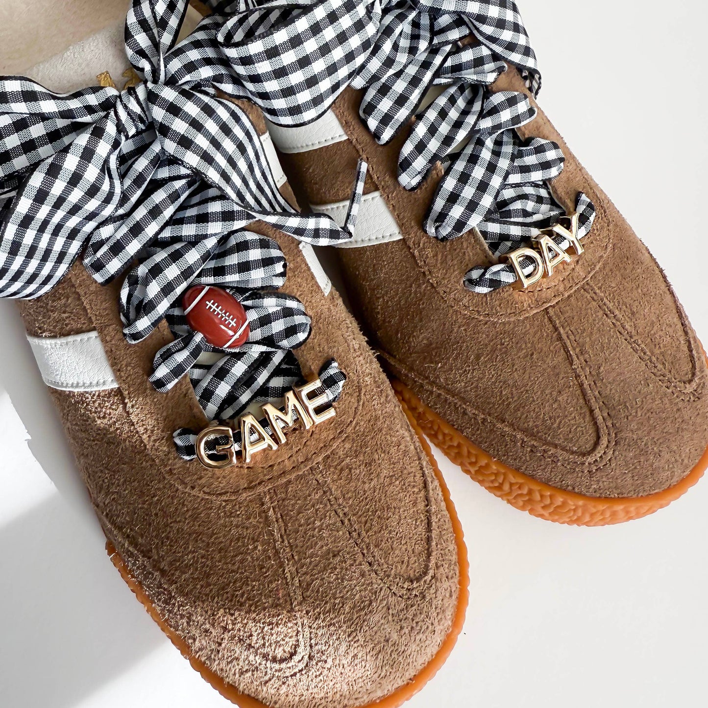 Game Day Gingham Sneaker Lace Charm Set