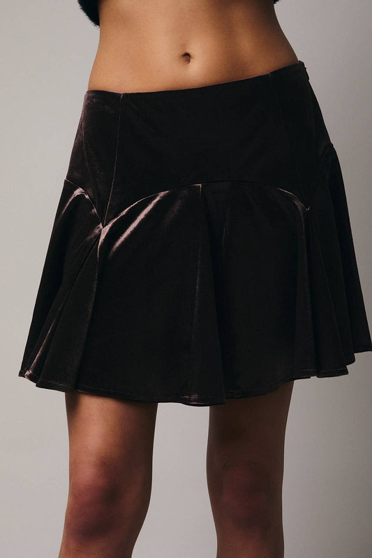 Godet Velvet Mini Skirt