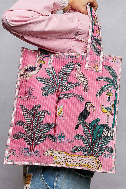 Everyday Quilted Striped Tote Bag