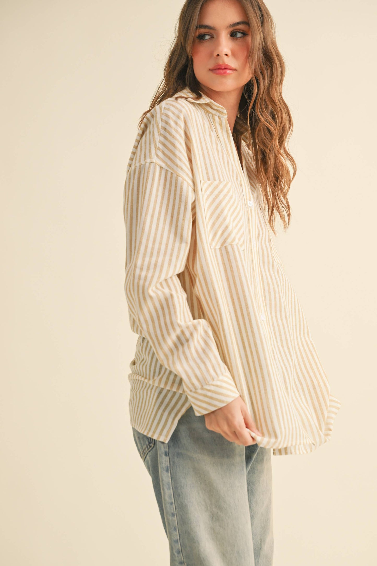 Striped Pattern Button Down Shirt