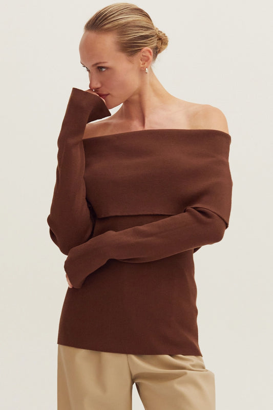 Ana Fold-Over Off-Shoulder Knit Top