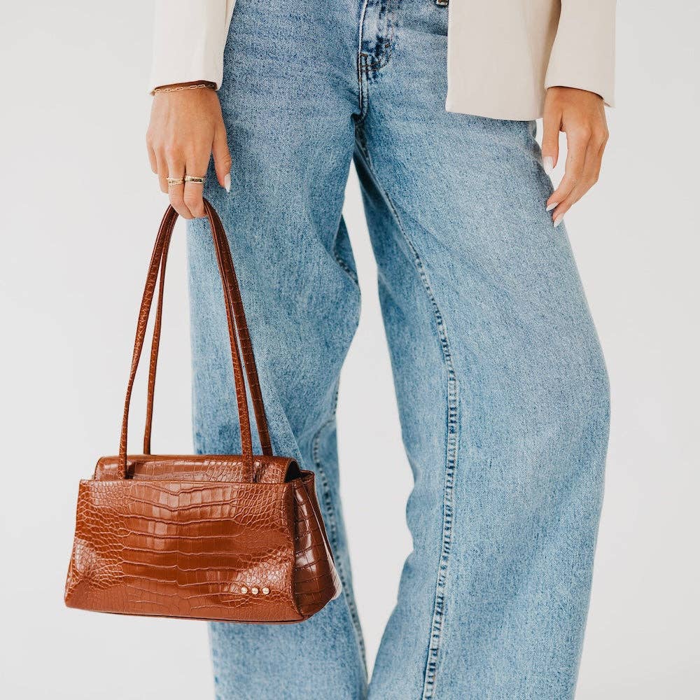 Kris Croc Embossed Shoulder Bag