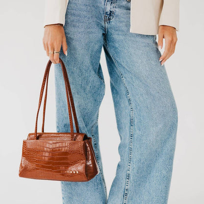 Kris Croc Embossed Shoulder Bag