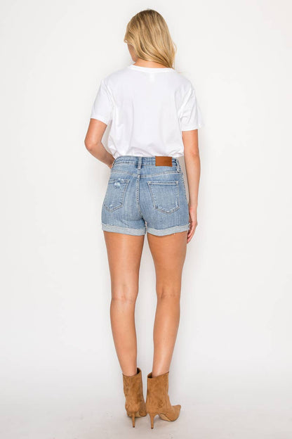 Cuffed Denim Shorts