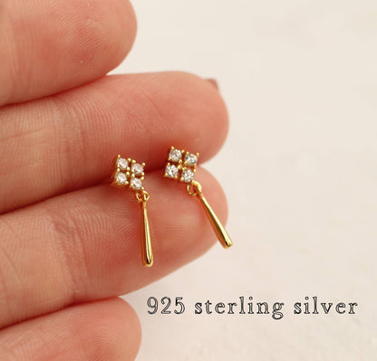 Edwardian Gold Drop Stud Earrings