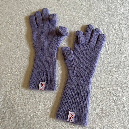 Knitted Wool Fingerless Gloves