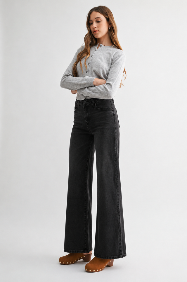 Paola Wide Leg Jean in Washed Black by LTJ