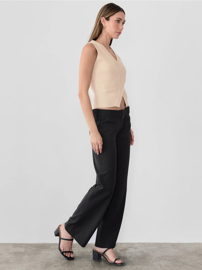 The Ginny Pants | Pinstripe Trousers w/ Belt