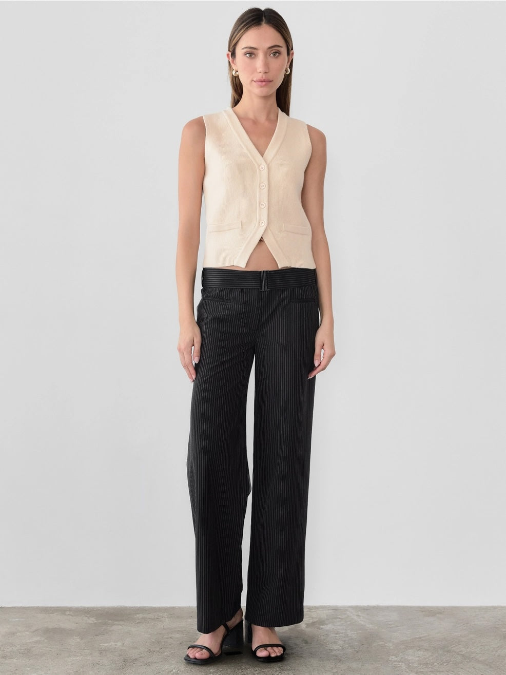 The Ginny Pants | Pinstripe Trousers w/ Belt