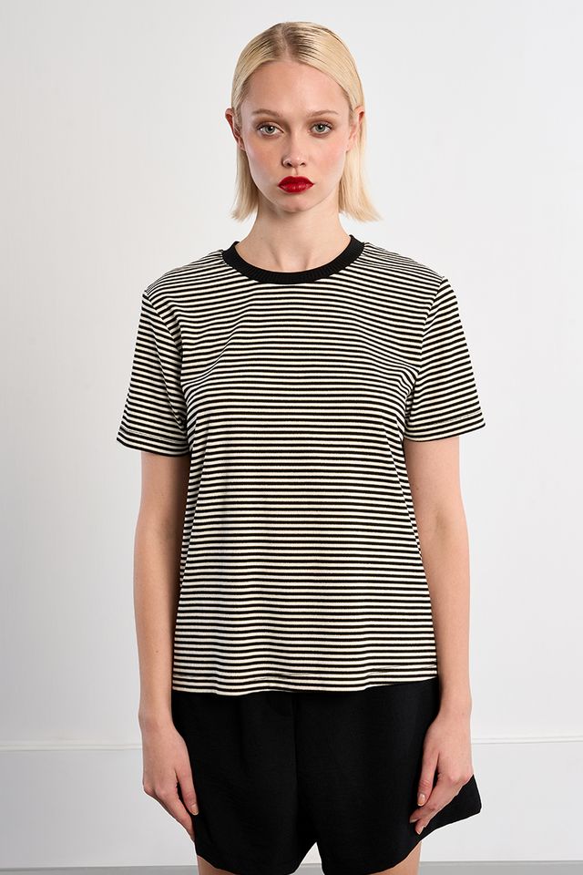 Heart Cutout Stripe Shirt
