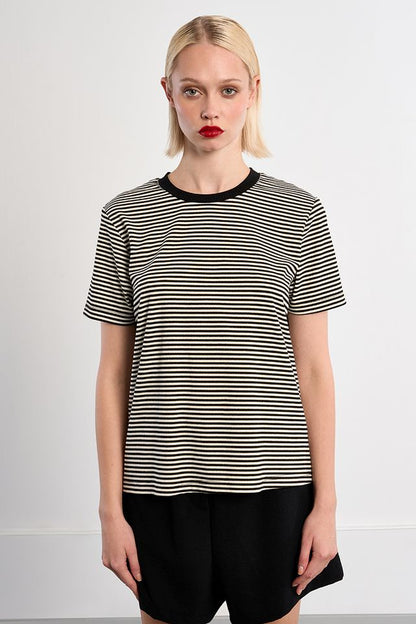 Heart Cutout Stripe Shirt