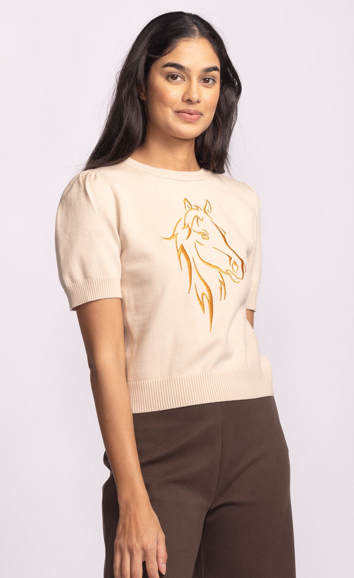 Horse Short Sleeve Knit Top
