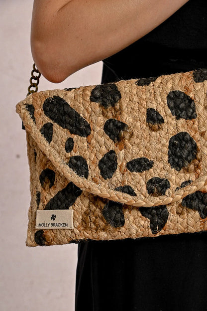 Leopard Jute Clutch