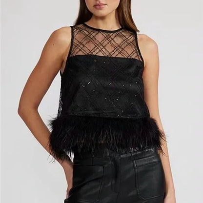 Miley Feather Trim Top