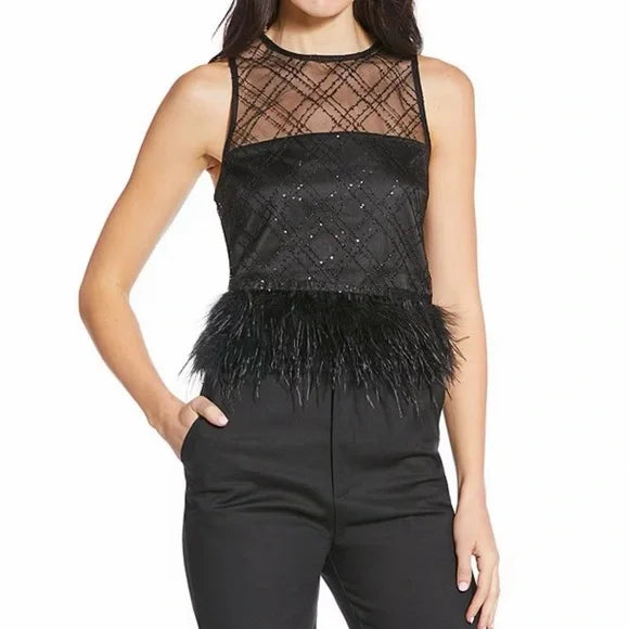 Miley Feather Trim Top