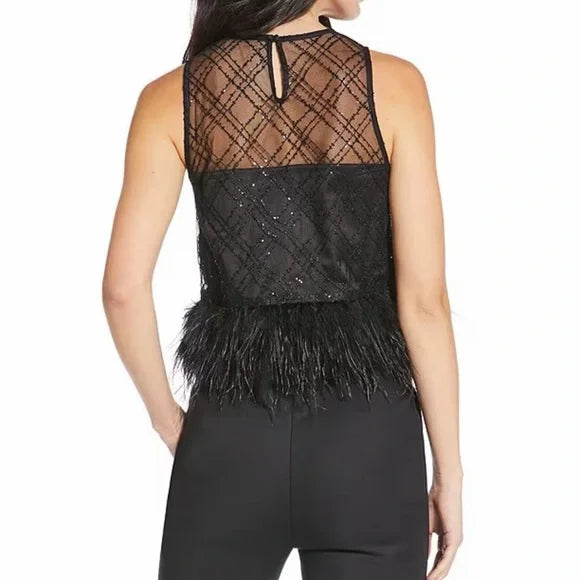 Miley Feather Trim Top