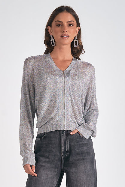 Silver Zippered Cardigan