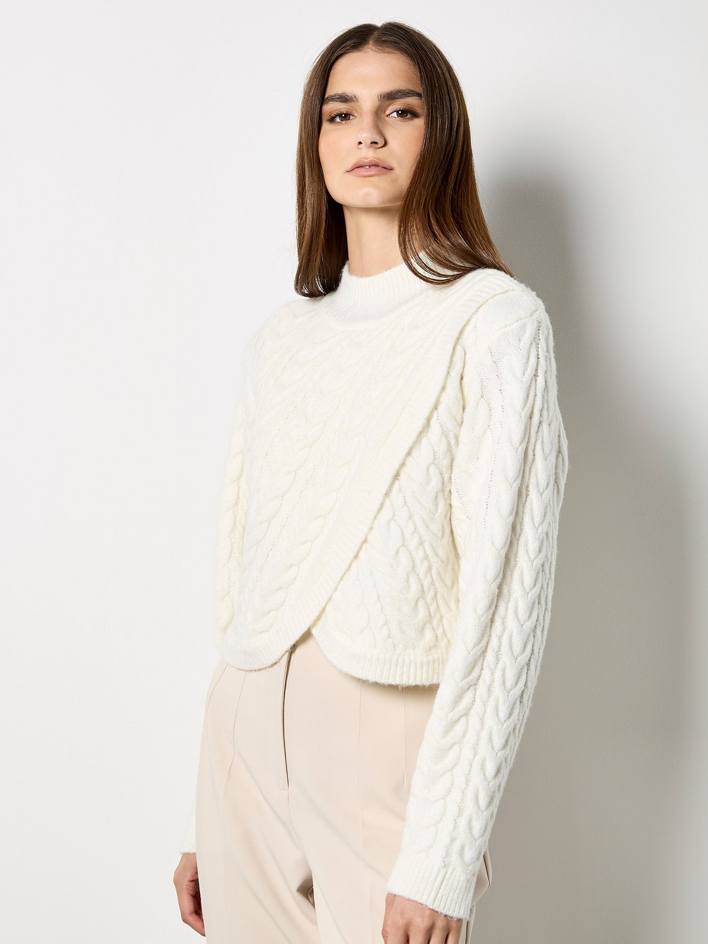 Cable Knit Wrap Sweater