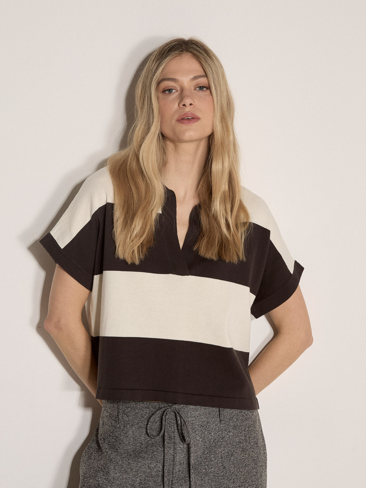 Knitted Stripe Collar Rugby Shirt