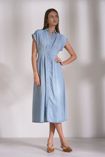 Chambray Midi Shirt Dress