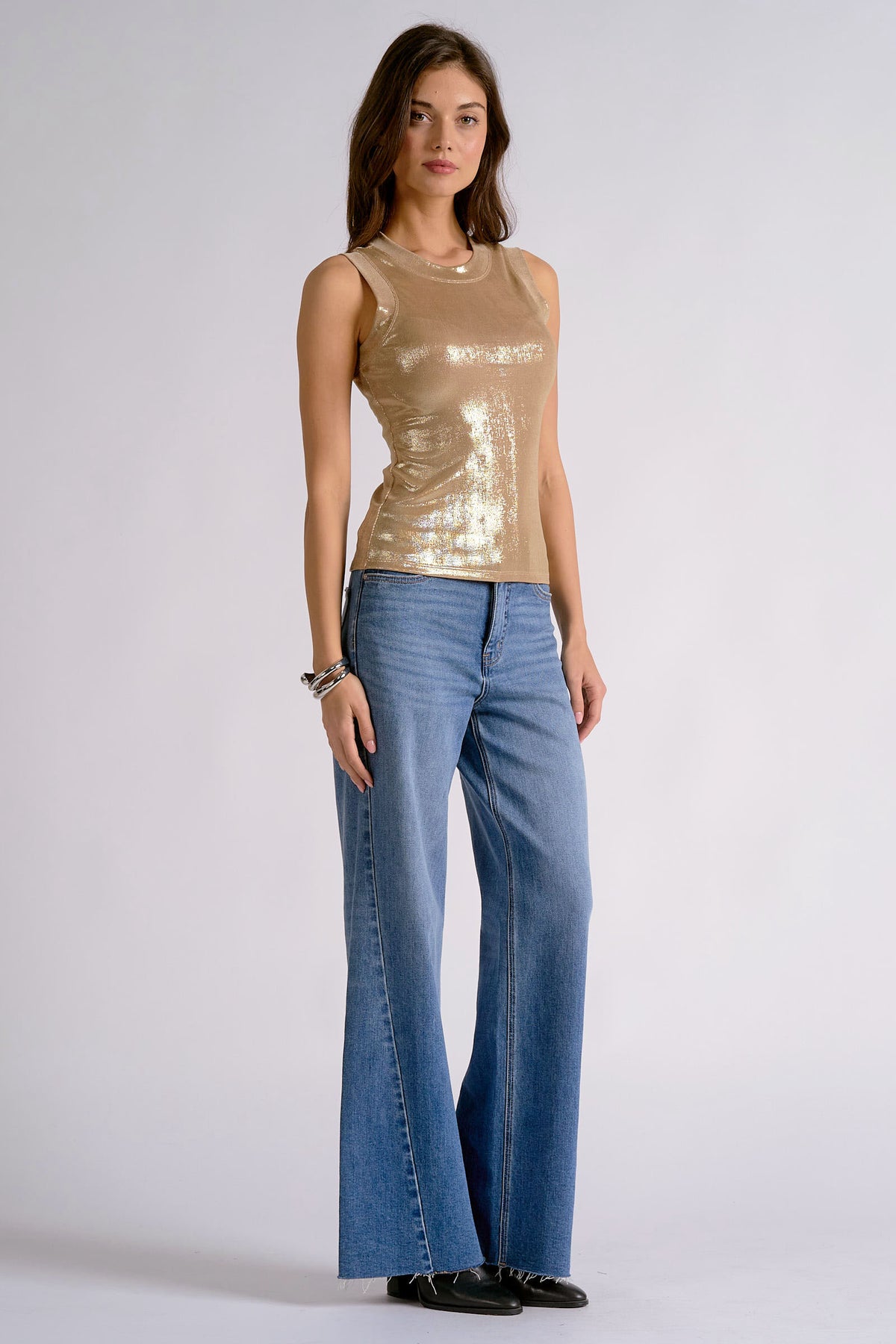 Gold Shimmer Sleeveless Top