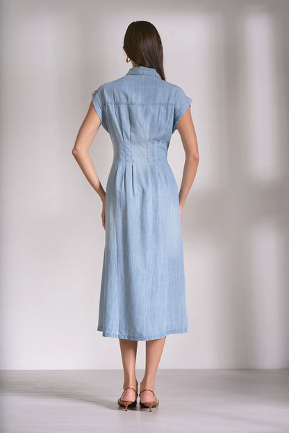 Chambray Midi Shirt Dress