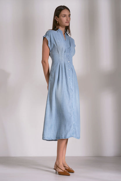 Chambray Midi Shirt Dress