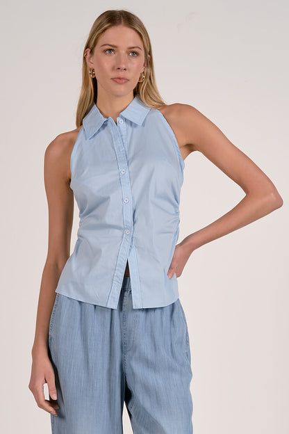 Sleeveless Button Down Top