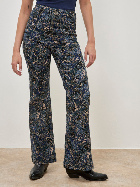 Paisley Print Kick Flare Jean