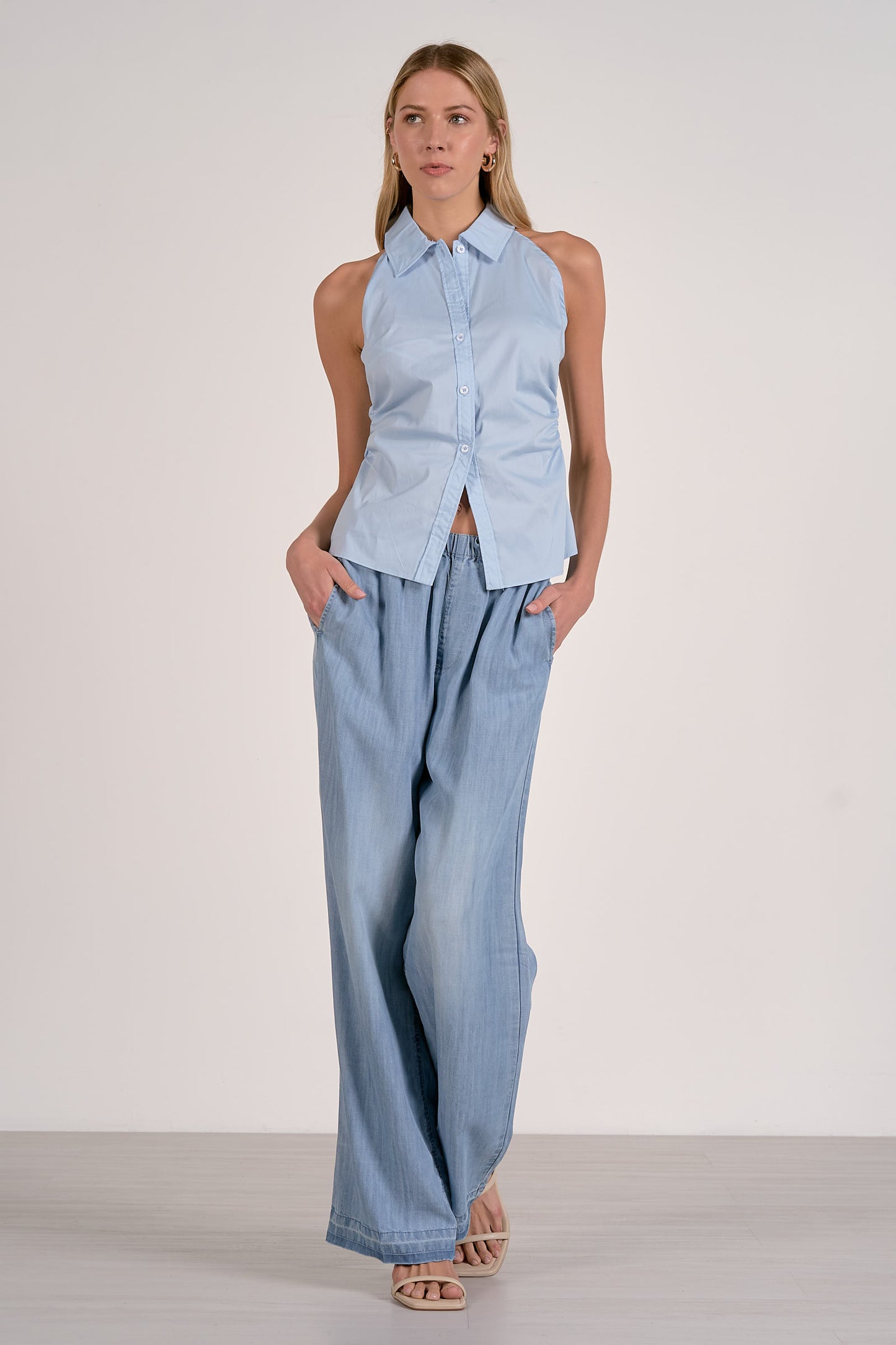 Sleeveless Button Down Top