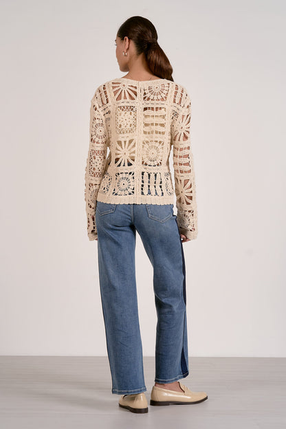 Open Knit Cardigan Sweater
