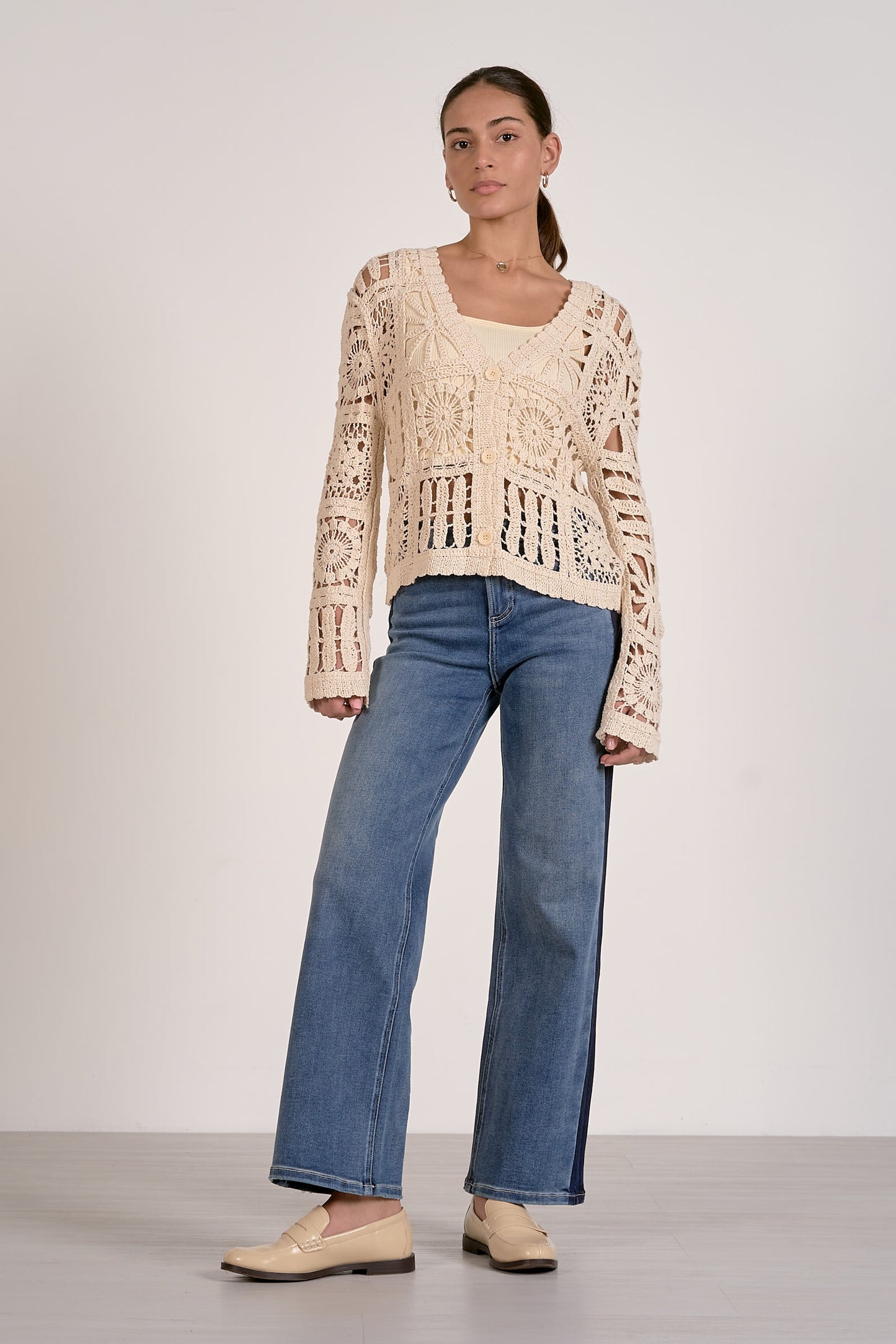 Open Knit Cardigan Sweater