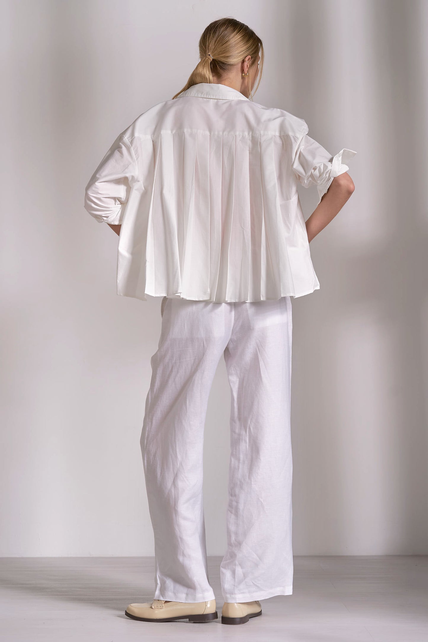 Pleated Back Button Down