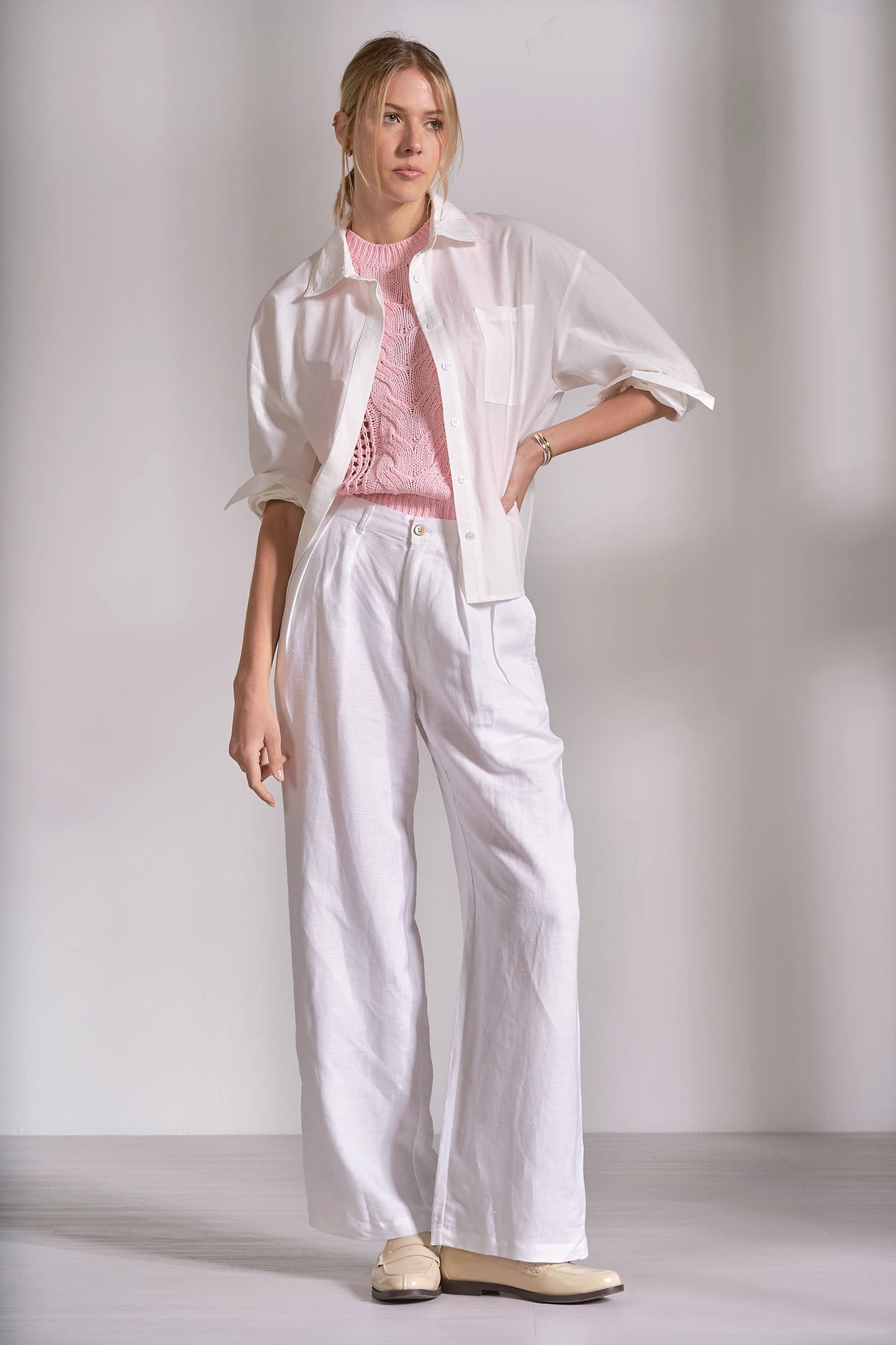 Pleated Back Button Down