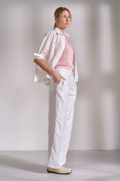 Pleated Back Button Down