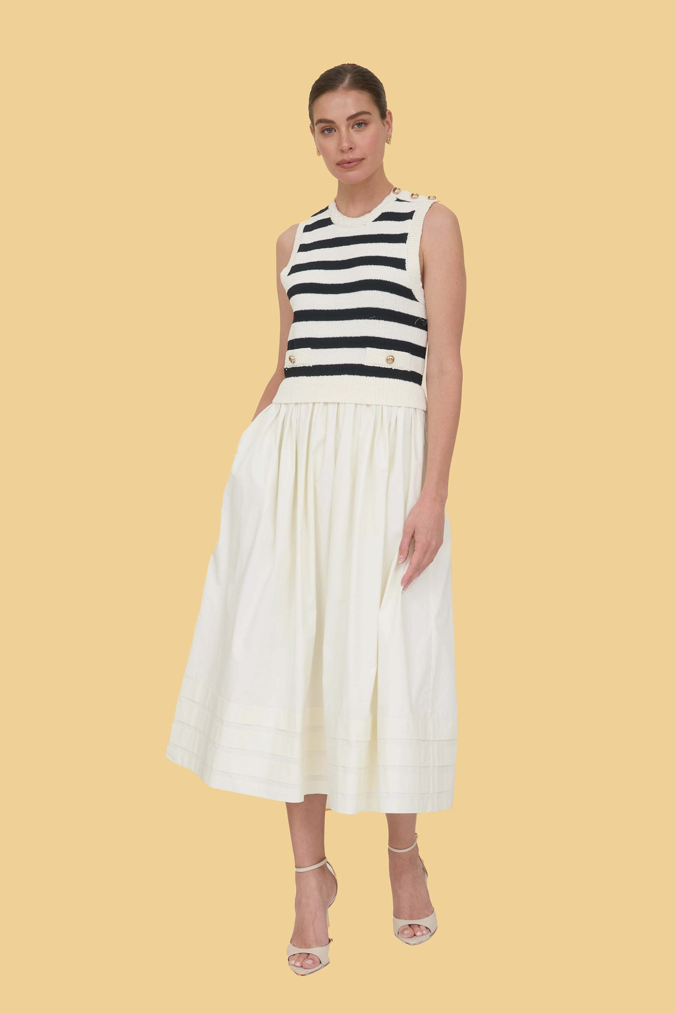Striped Twofer Midi Dress