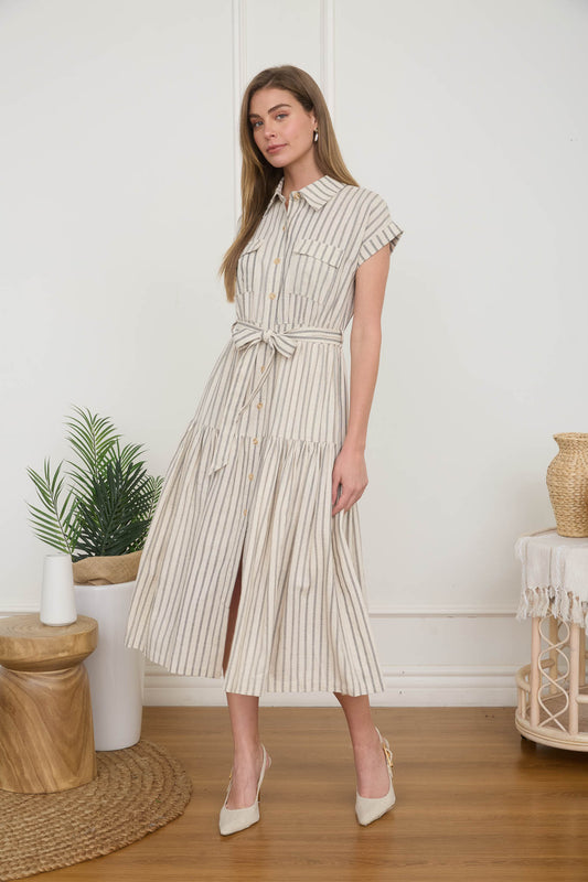 Stripe Linen Shirt Dress