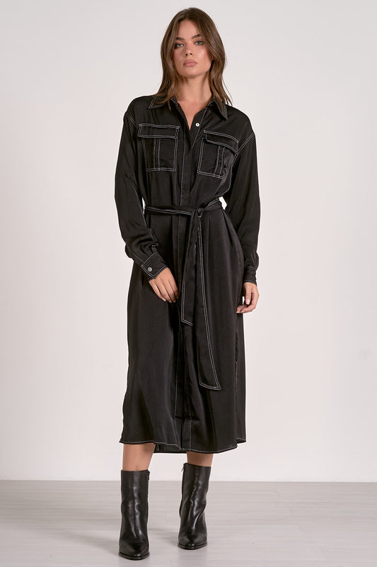 Contrast Stitch Shirt Dress