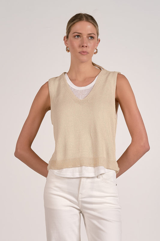 Sleeveless Mixed Media Top