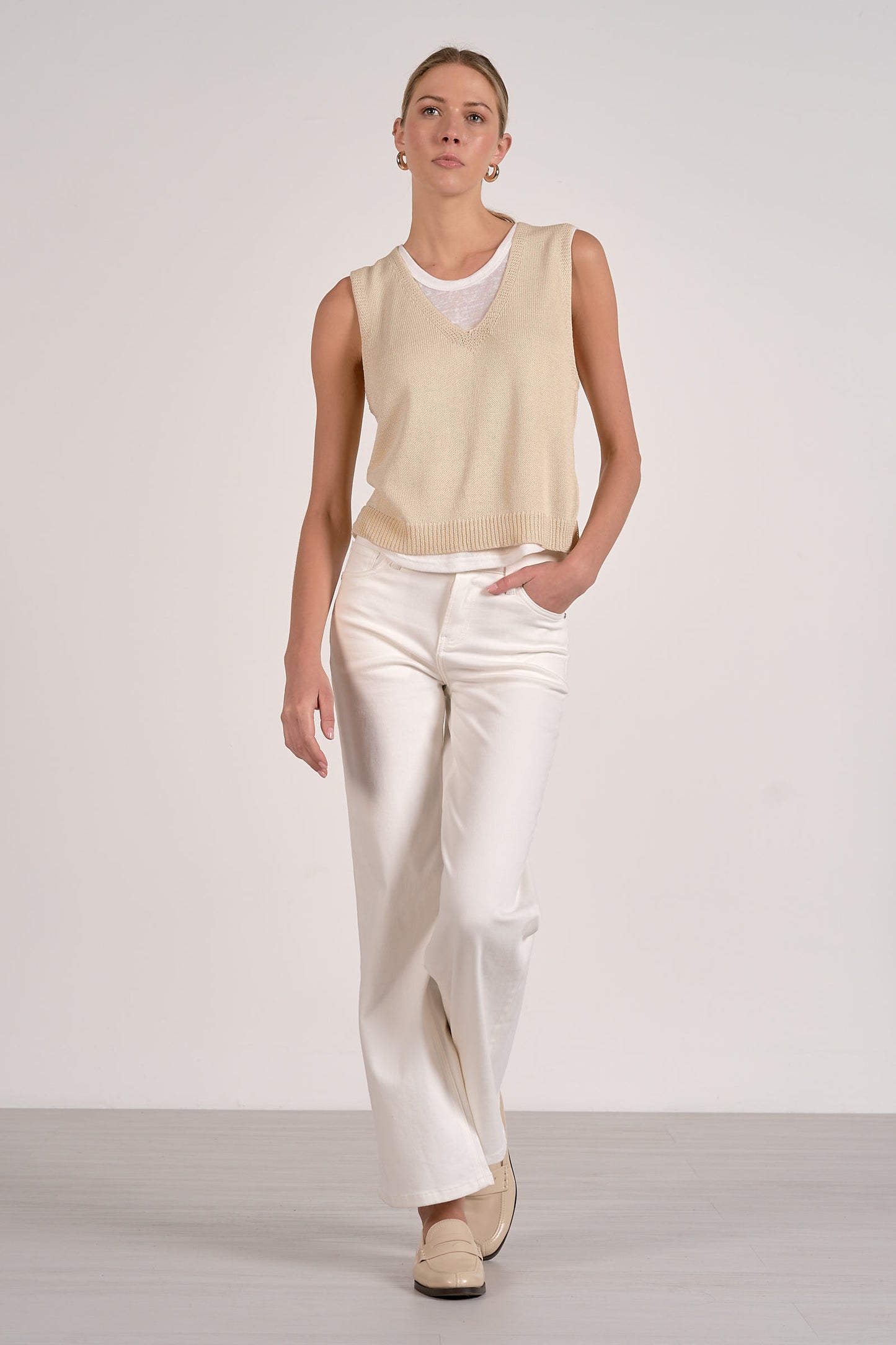Sleeveless Mixed Media Top