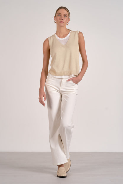 Sleeveless Mixed Media Top