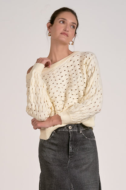 Wide Neck Openwork Sweater